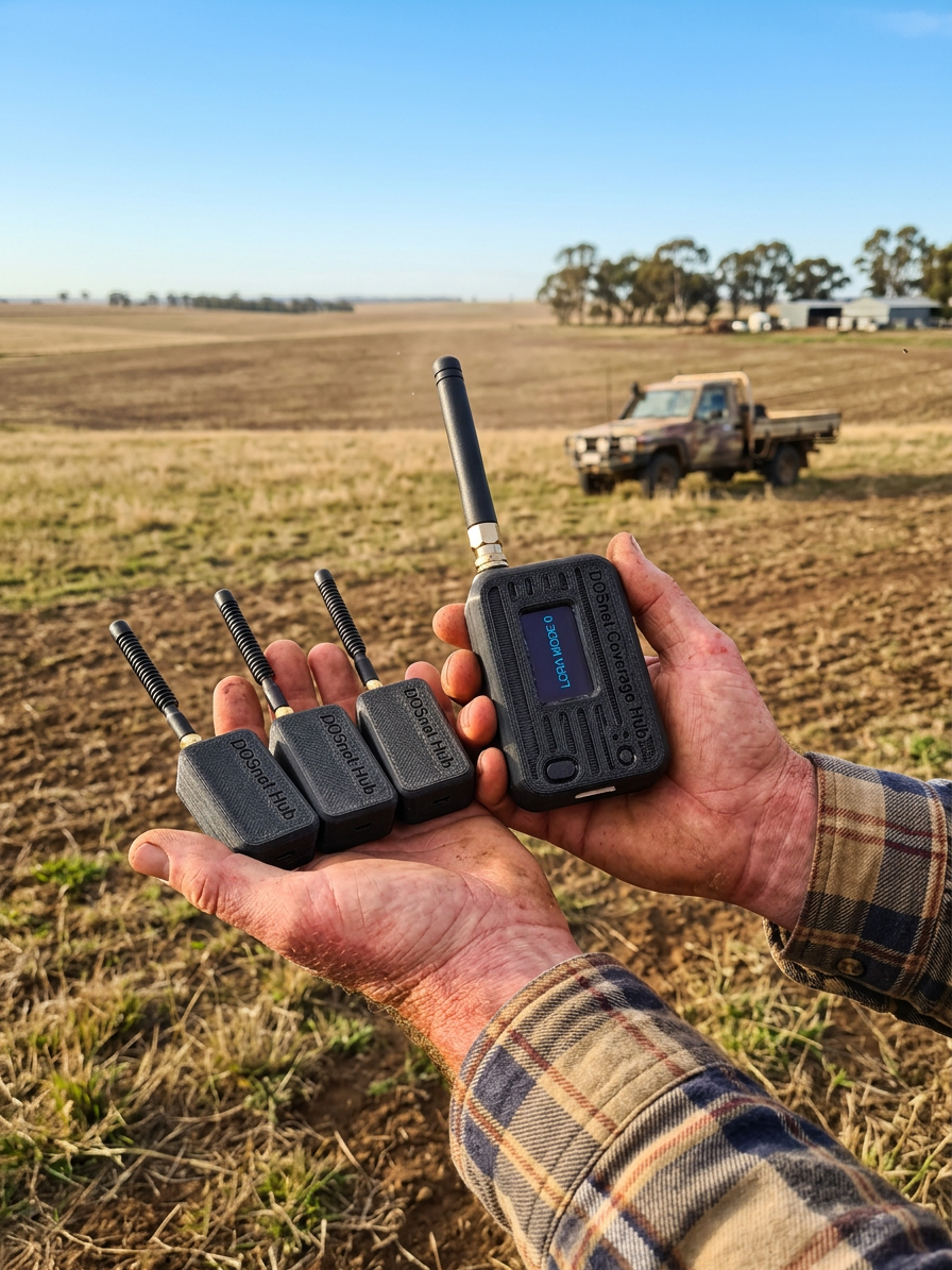 DOSnet Farming — 3 Connection Hubs + 1 Coverage Hub | Property Comms Kit